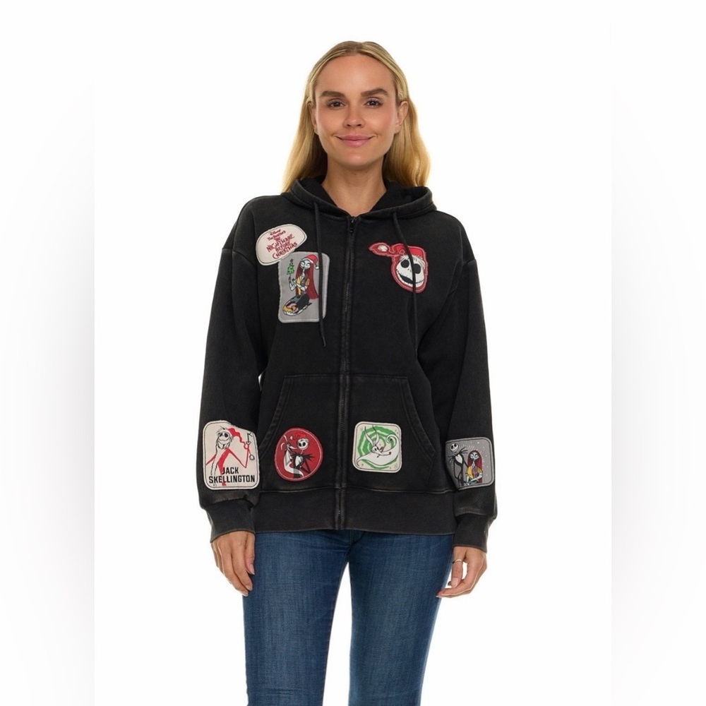 Women’s Black The Nightmare Before Christmas Full Zip Hoodie w/character Patches